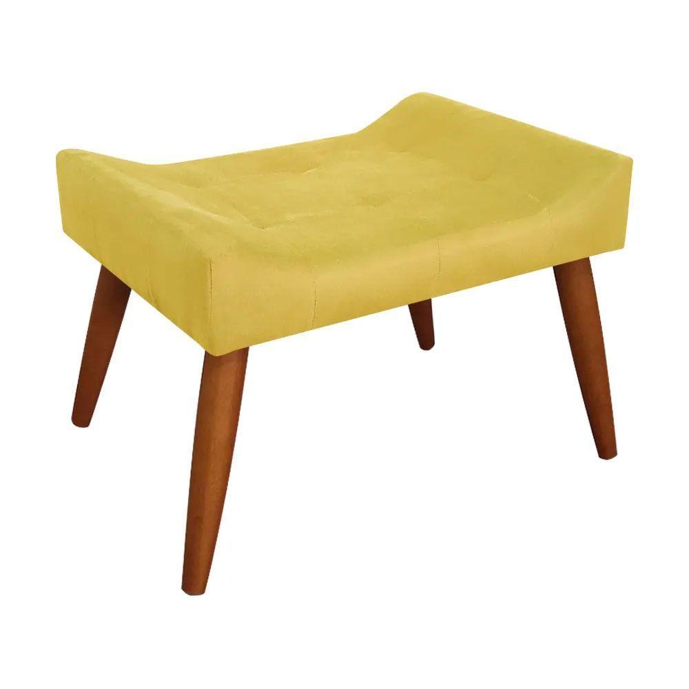 Miniatura Puff Decorativo Roma Veludo Speciale Home Amarelo