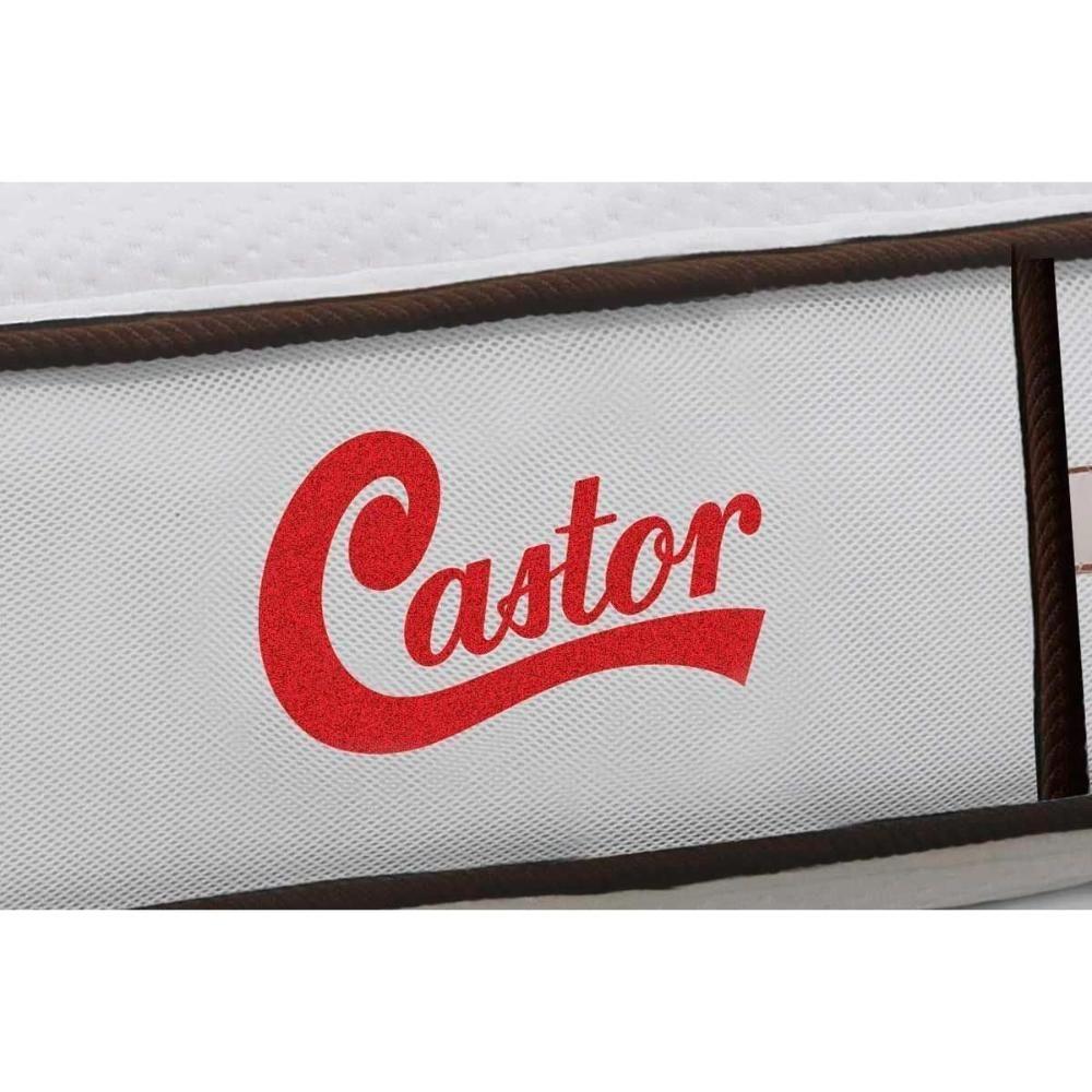 Miniatura Cama Box Baú Queen: Colchão Molas Pocket Ensacadas Castor Vitagel Class + Base White(158X198)