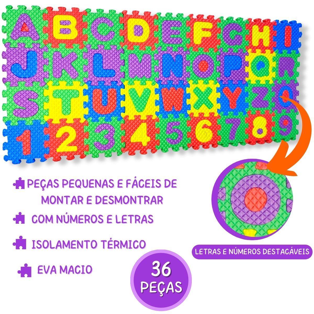 Miniatura Tapete Didático Eva Infantil Letras Números Tatame Alfabeto