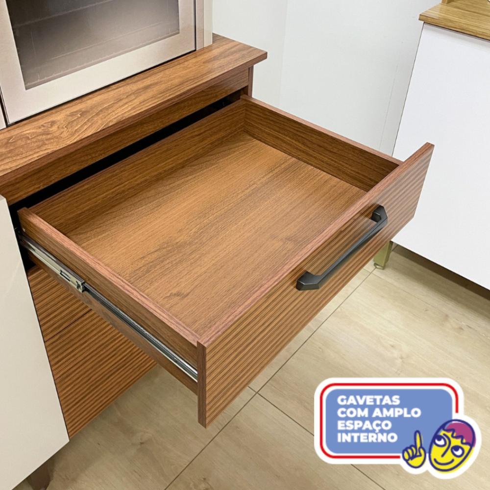 Armário de Cozinha 7 Portas 2 Gavetas Mega Freijó/Soft