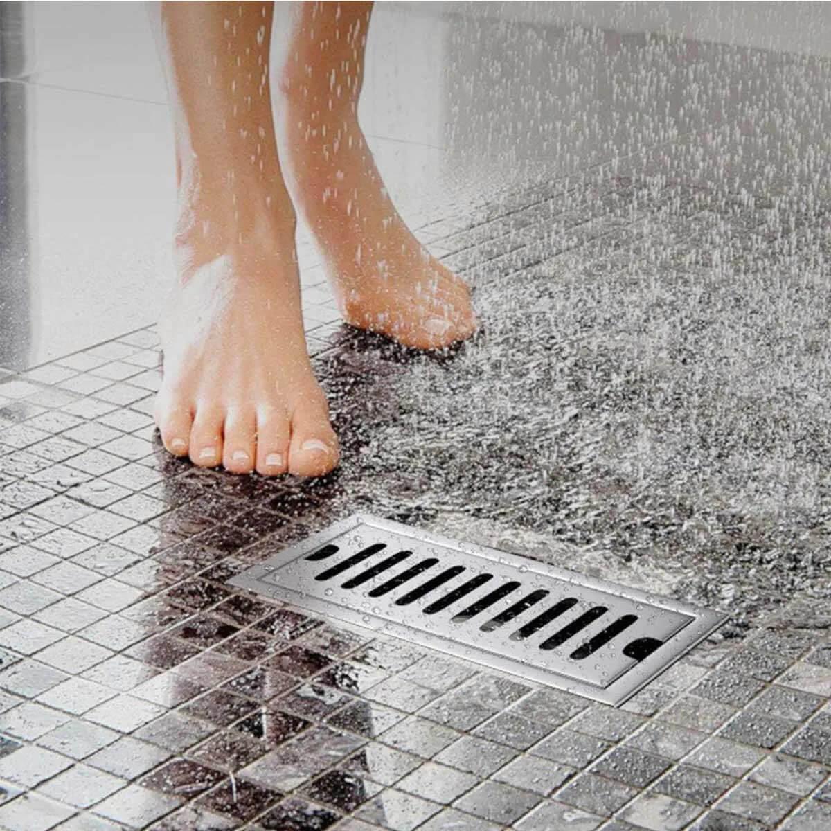 Ralo Linear Grelha Pluvial 20Cm Alumínio Caixa Coletora