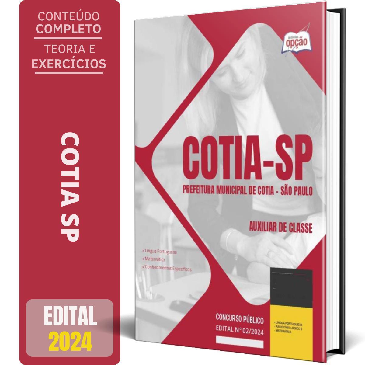 Miniatura Apostila Prefeitura De Cotia Sp 2024 - Auxiliar De Classe