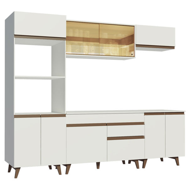Miniatura Cozinha Completa Madesa Reims 260002 com Armário e Balcão Branco Cor:Branco