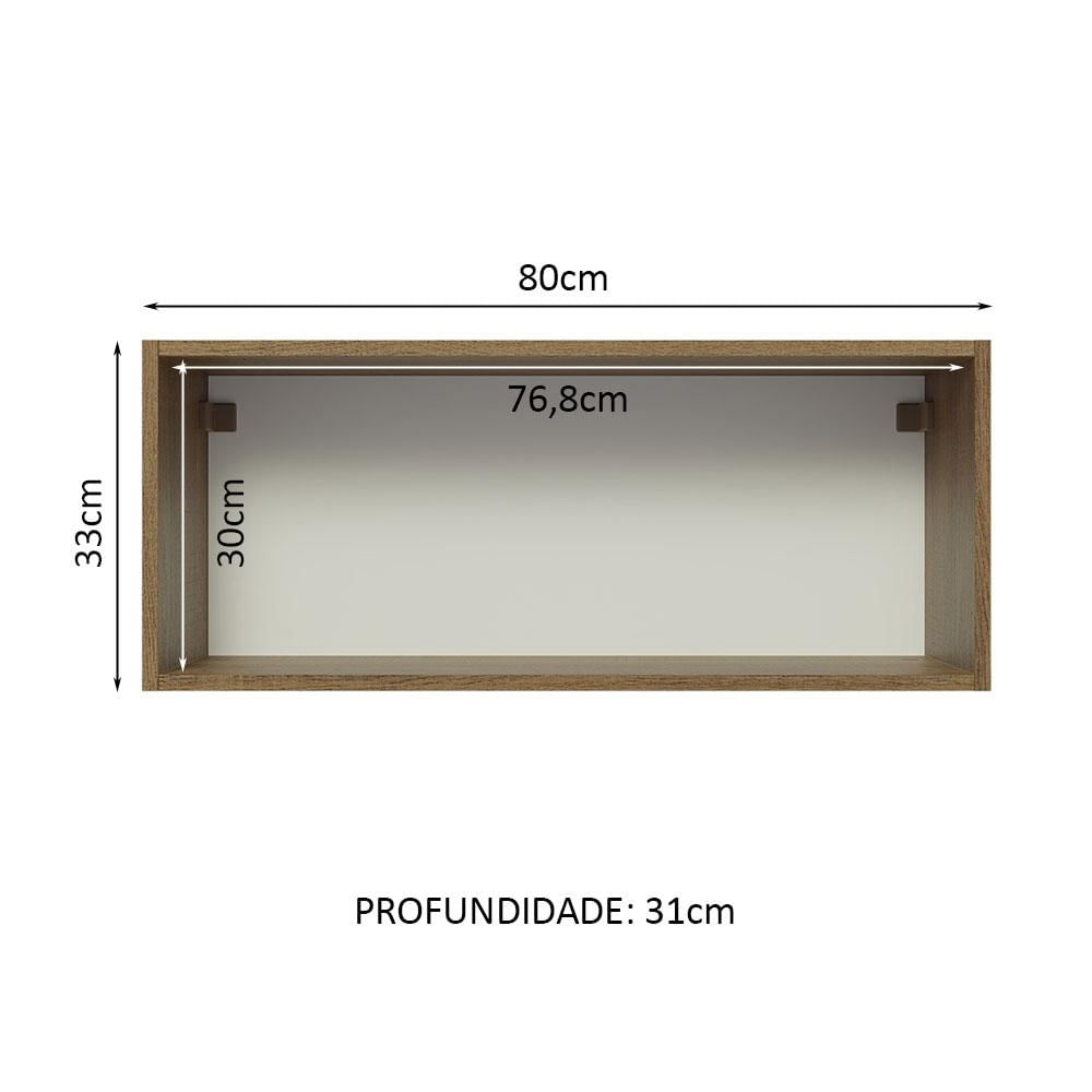 Miniatura Armário Aéreo Madesa Lux 80 cm 1 Porta Suspensa - Rustic/Preto Rustic/Preto