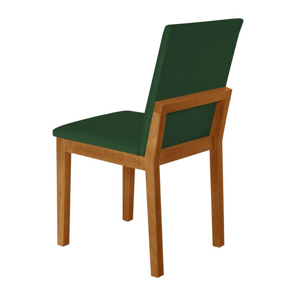 Miniatura Kit 4 Cadeiras De Jantar Pérola Estofado Liso Veludo Verde Base Madeira Maciça Mel