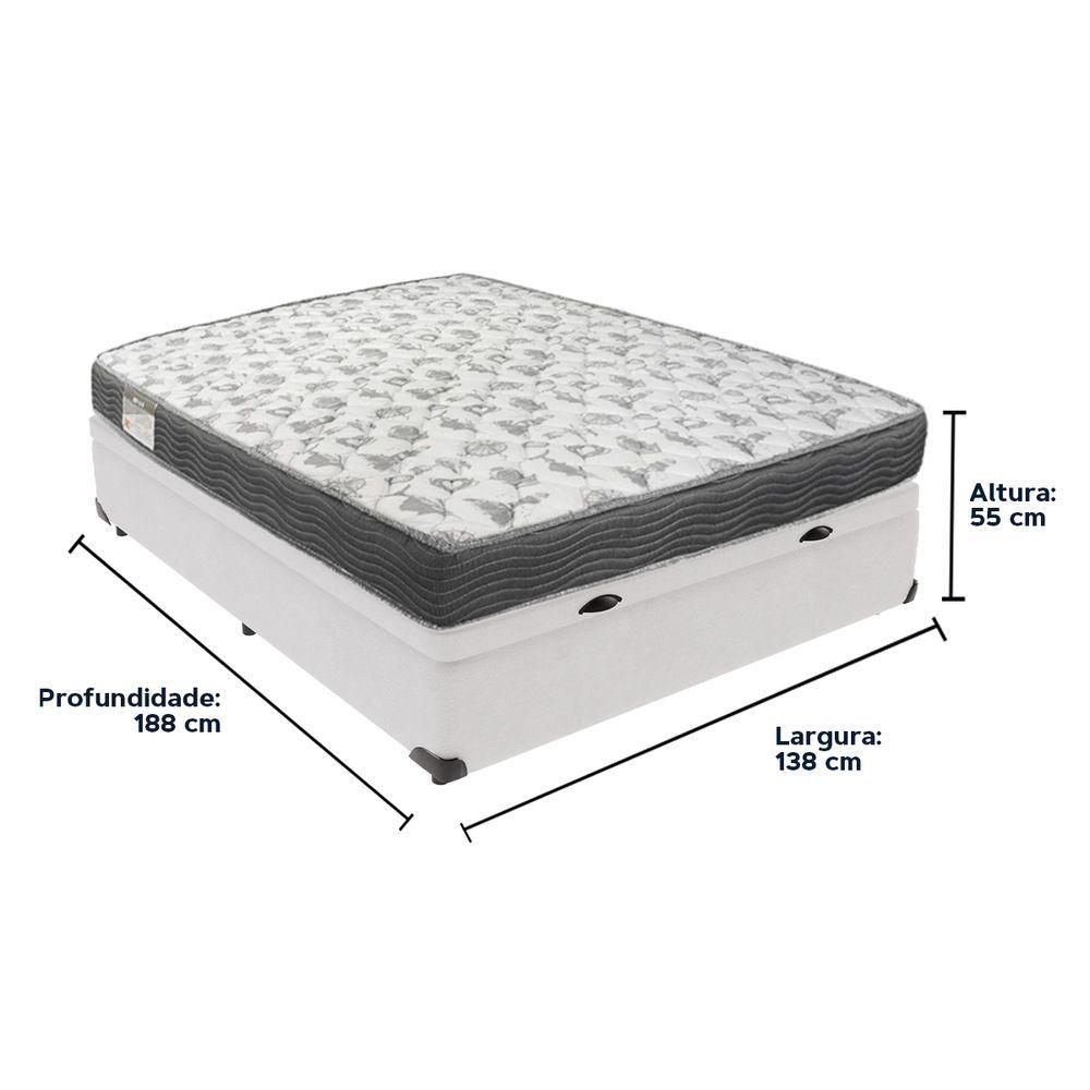 Miniatura Cama Box Baú Branco E Colchão Iso100 Espuma D33 Casal Ortobom