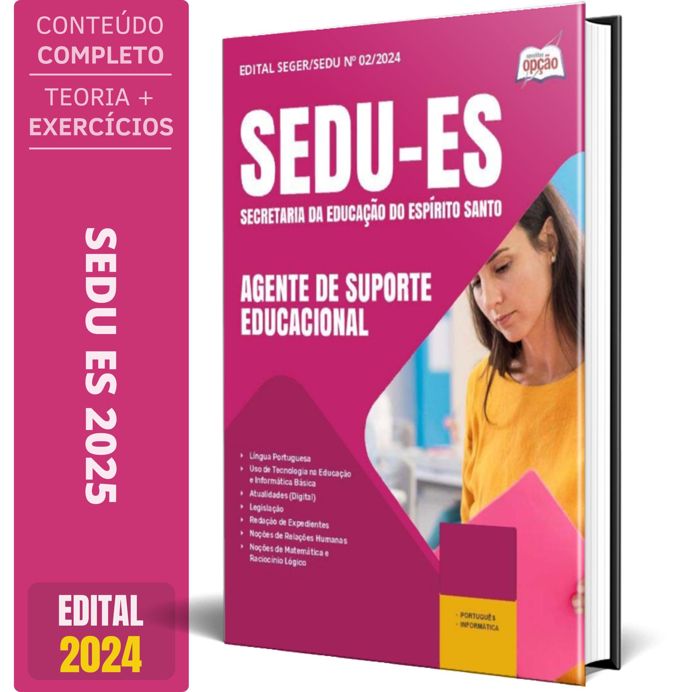 Miniatura Apostila Sedu-Es 2025 - Agente De Suporte Educacional
