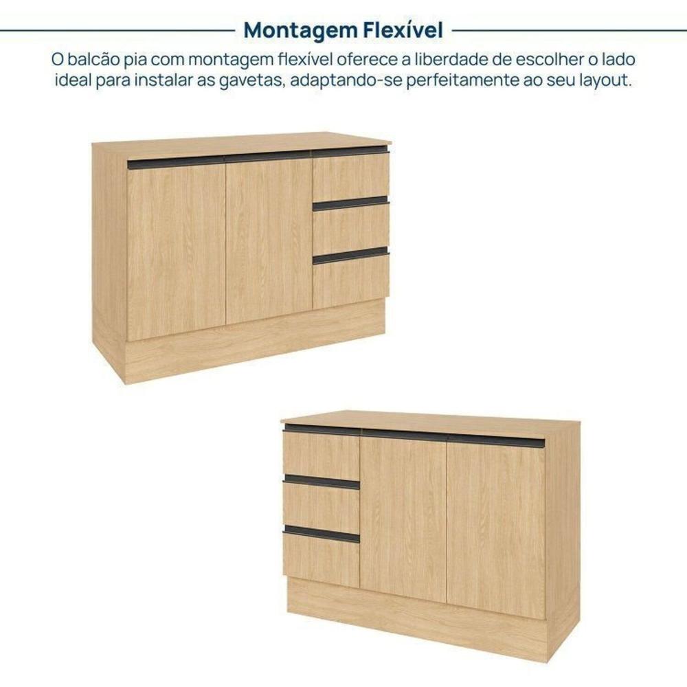 Cozinha Modulada 5 Peças 3 Aéreos 2 Balcões Nara Cabecasa Madeiramadeira Avena