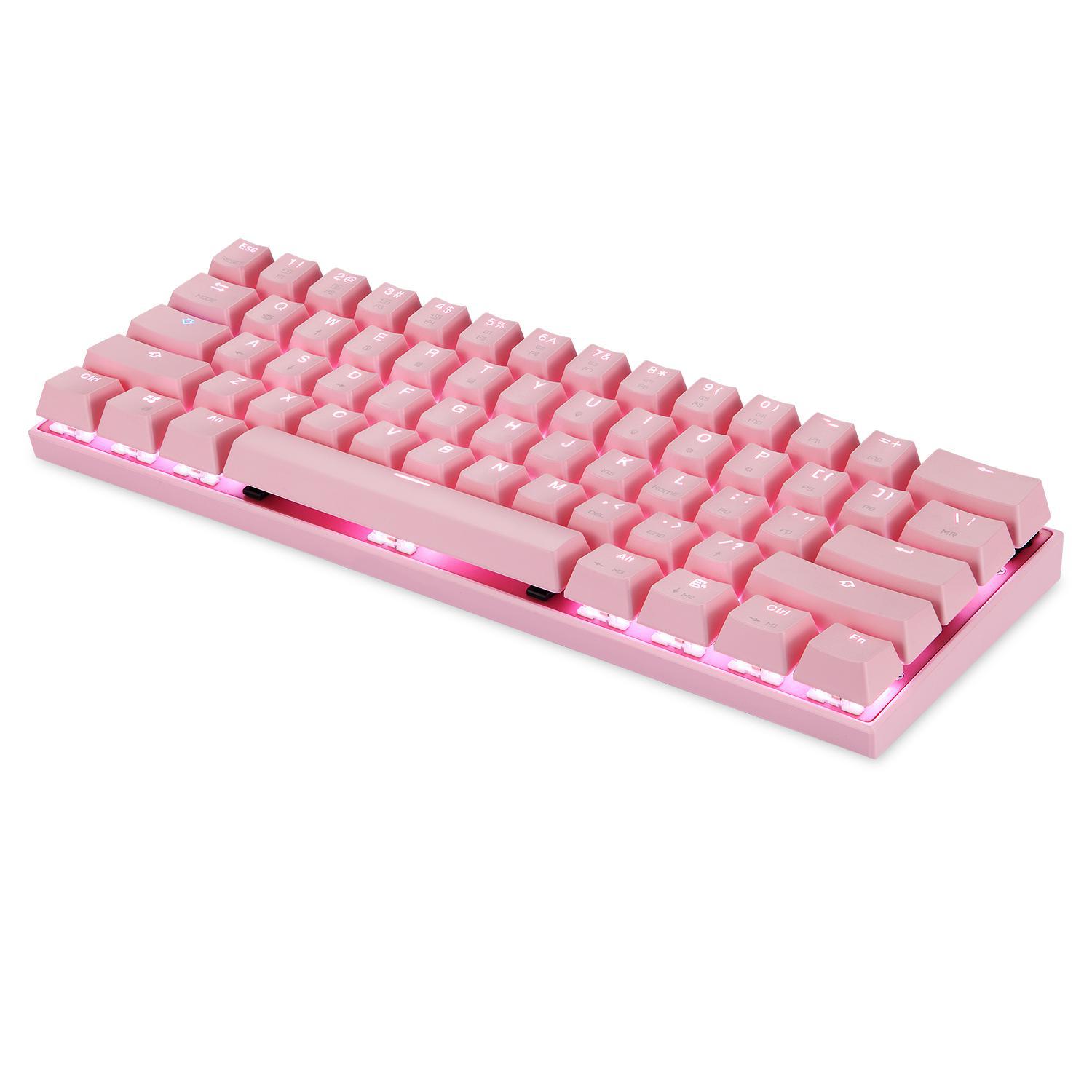Miniatura Teclado Mecânico Gamer Motospeed Ck62 Rosa Switch Azul