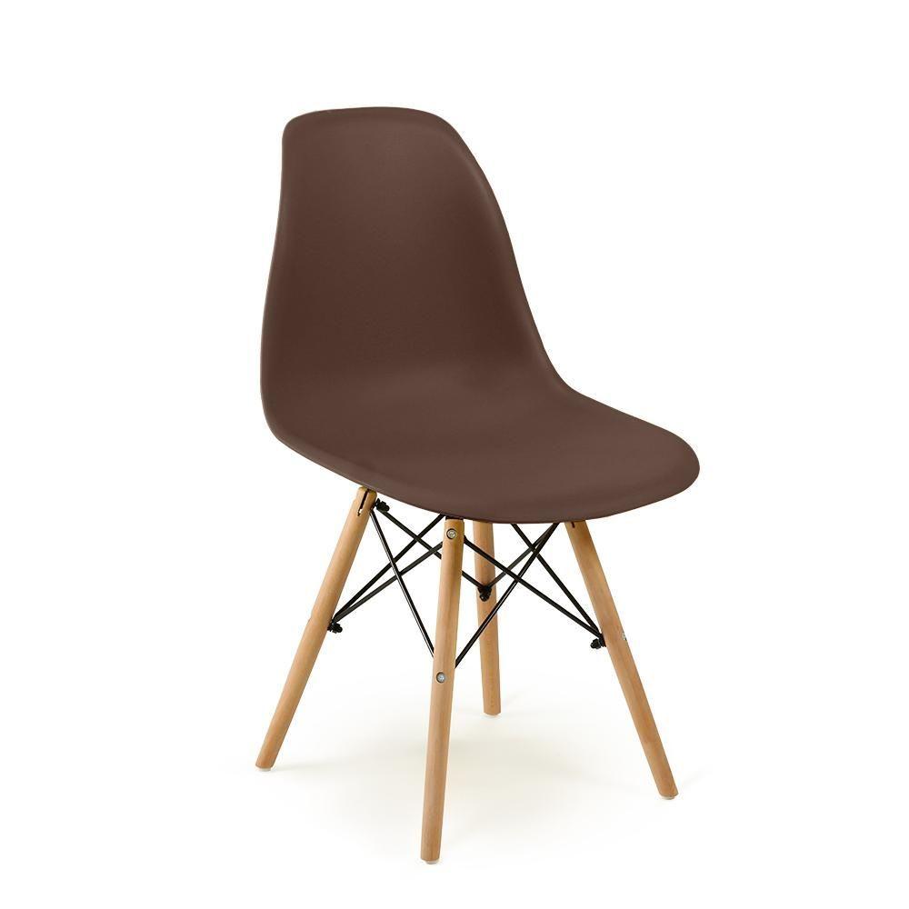 Miniatura Conjunto Mesa De Jantar Redonda Luana Amadeirada Preta 100cm Com 4 Cadeiras Eames Eiffel - Marrom