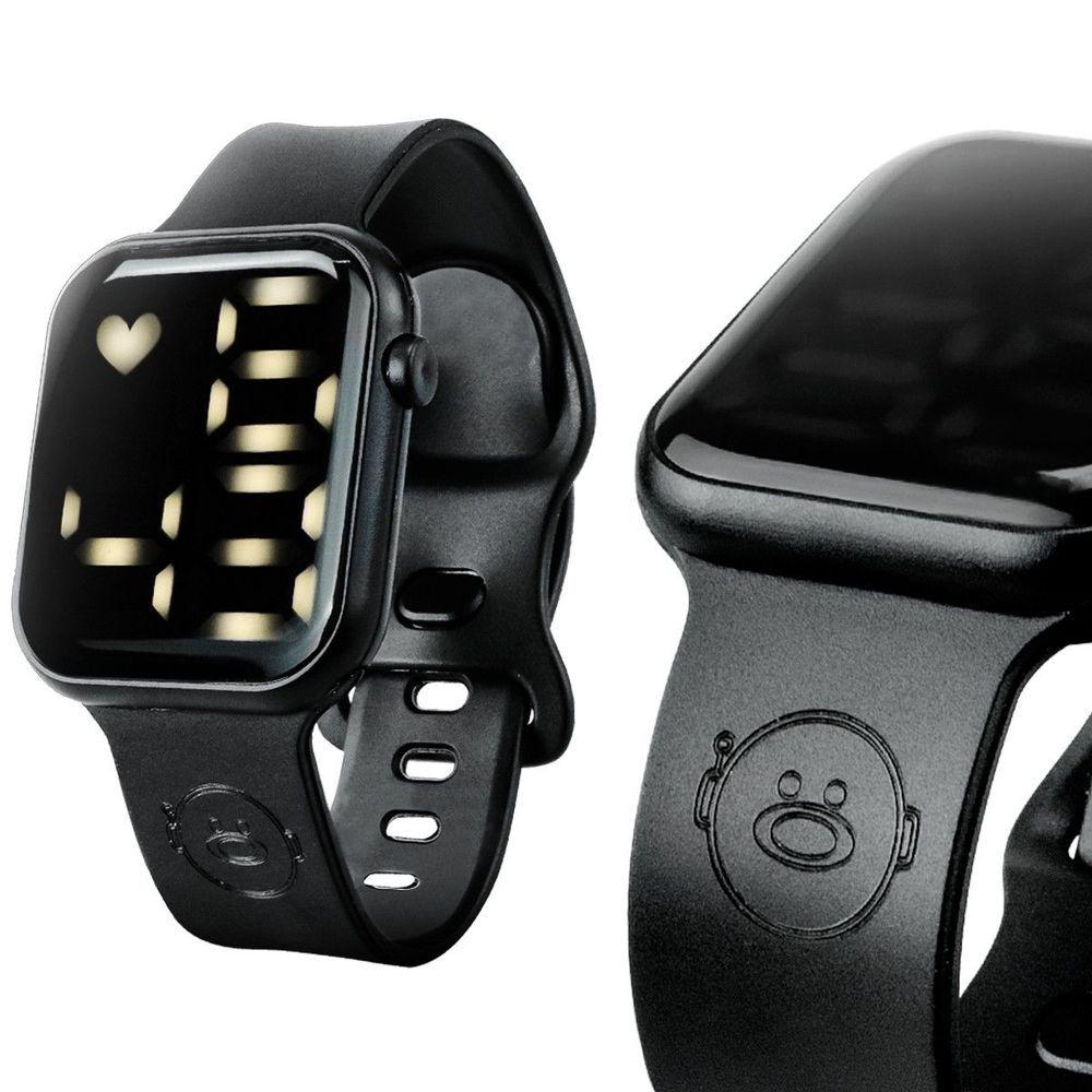 Miniatura Relogio Prova Dagua Premium Silicone Preto + Digital Led Ajustavel Digital Original Esportivo