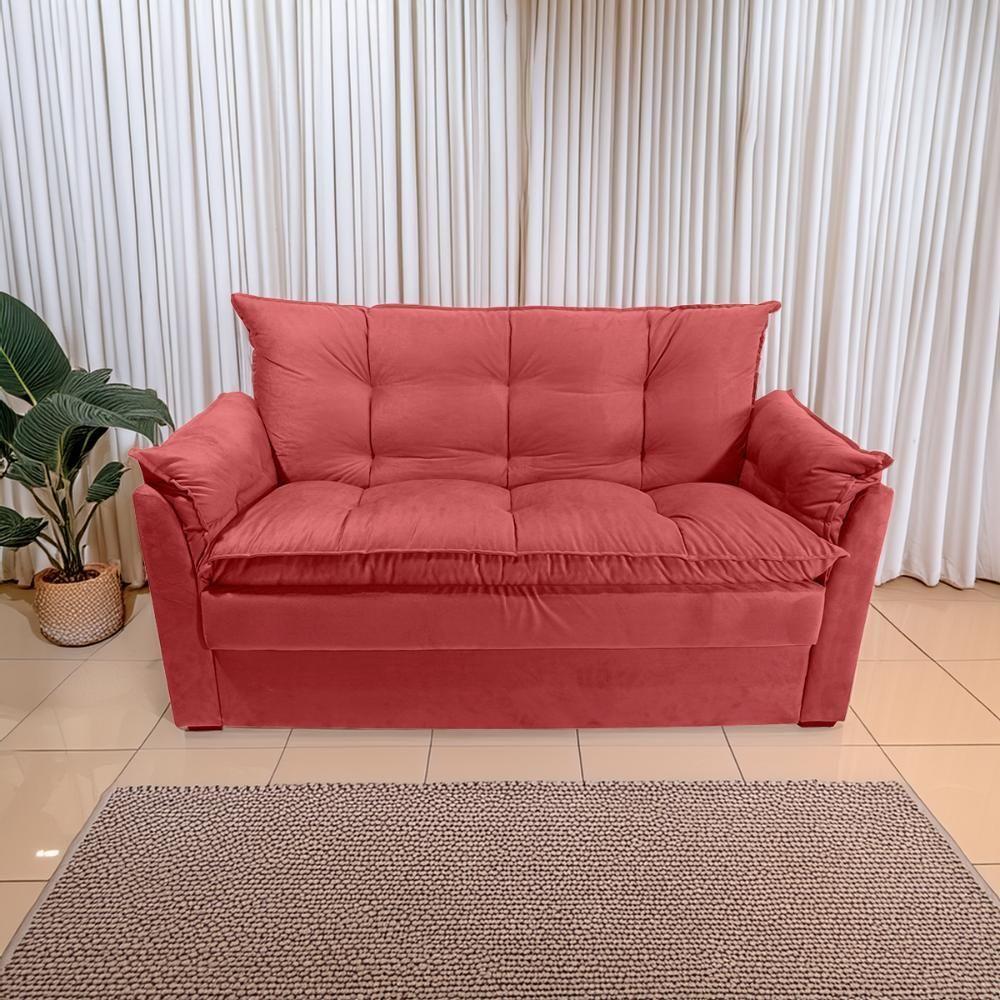 Miniatura Sofá Small 3 Lugares Conforto 160cm Suede Marsala Herrero Decor Marsala