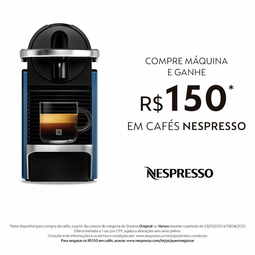 Miniatura Cafeteira Nespresso Pixie Redesign Azul e Preta para Café em Cápsula 110