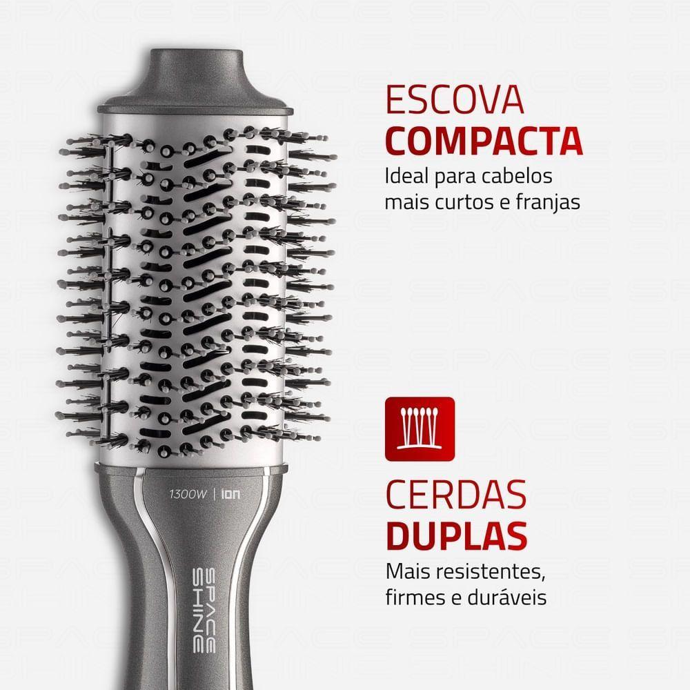 Miniatura Escova Secadora Space Shine Mondial Grafite 1300W ES-20 Bivolt