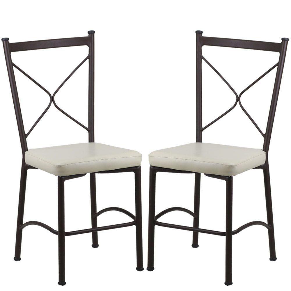 Miniatura Kit 2 Cadeiras Buffet Em Alumínio Marrom Com Bege