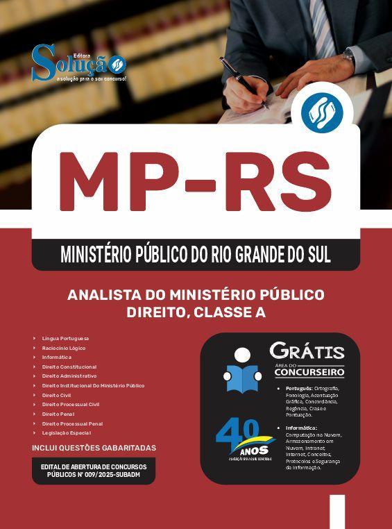 Miniatura Apostila Mp Rs 2025 Analista Do Ministério Público Direito,