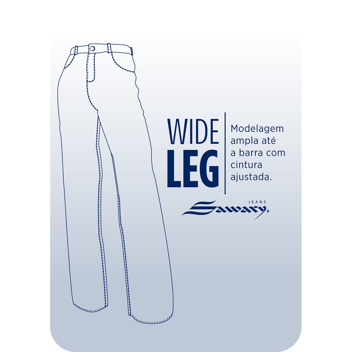 Miniatura Calça Jeans Wide Leg Destroyed Cós Diferenciado Cintura Alta Feminina Azul - 34