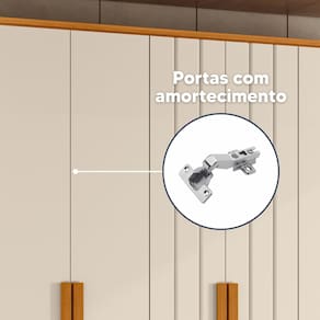 Guarda-Roupa Casal Madetec Portinari com Espelhos 6 Portas 4 Gavetas Ripado Angular Amortecimento Cabideiro Extensível ARM 6PT C/ESP 4GV MADETEC VERONESE CINAMOMO