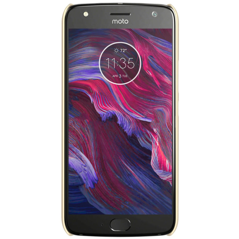 Miniatura Kit Capa Dourada Nillkin Moto X4 Case Shield E Película Lisa