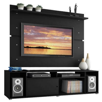 Miniatura Rack Madesa Cancun e Painel para TV até 65 Polegadas - Preto Cor:Preto