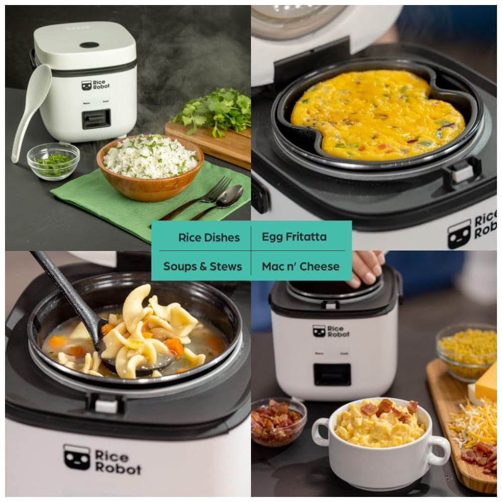 Rice Robot: Panela de Arroz Livre de Substâncias Tóxicas, 1 L, Bandeja Vapor Inox, Copos Medidores, Receitas.EMSON