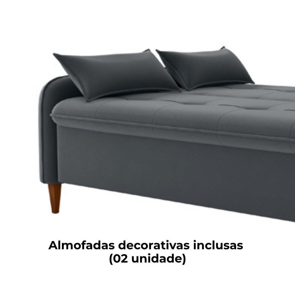 Sofa Cama 2 Lugares 206cm Donna Veludo E425 Milani Store Cinza