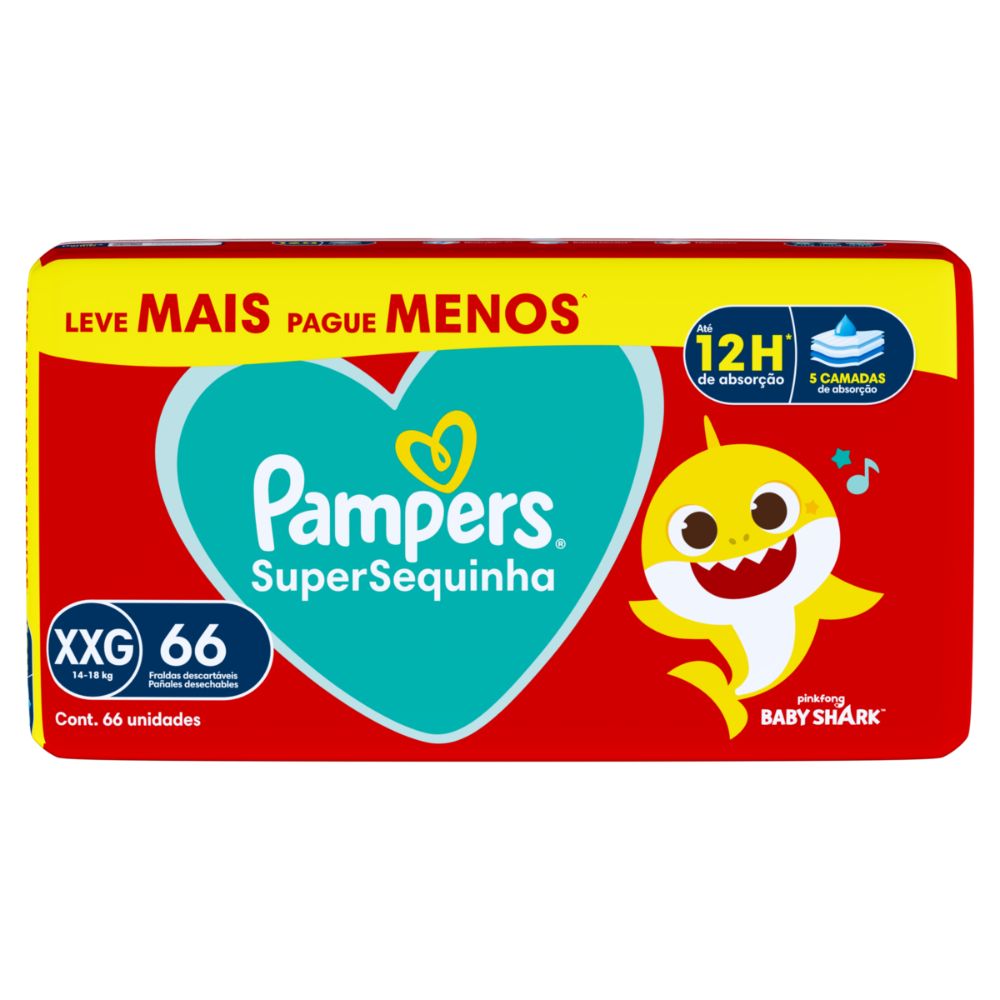 Miniatura Fralda Pampers Super Sequinha XXG 66 Unidades