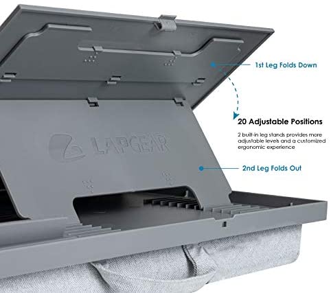 Miniatura LapGear Ergo Pro Lap Desk com 20 ângulos ajustáveis mouse pad e suporte para telefonecinza