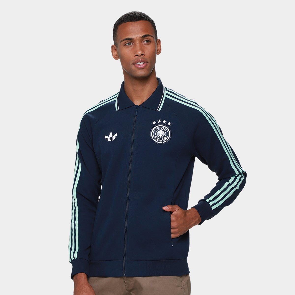 Miniatura Jaqueta Seleção Alemanha Away 2026 Hino Adidas Originals Masculina Azul - EGG