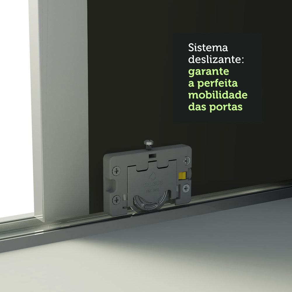 Guarda Roupa Casal 100% MDF Madesa Zurique 3 Portas de Correr com Espelhos Branco/Preto Cor:Branco/Preto