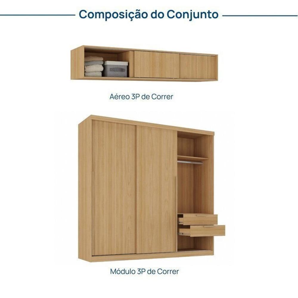 Miniatura Guarda-roupa Modular 2 Peças 6 Portas de Correr Jade Cabecasa Madeiramadeira Avelã