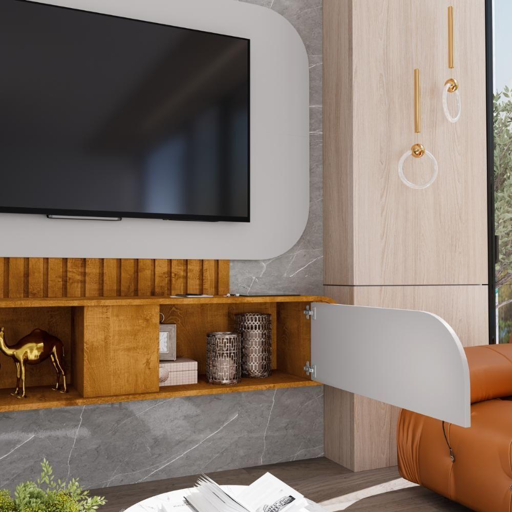 Miniatura Painel Tv 55 Polegadas Capivari Cinamomo Off-white