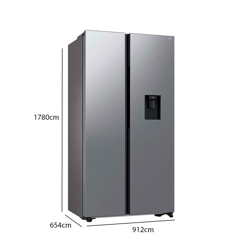 Miniatura Geladeira Side by Side RS57 SmartThings Inox com Dispenser de Água, AI Energy Mode e SpaceMax 560 Litros Samsung Inox - 110V