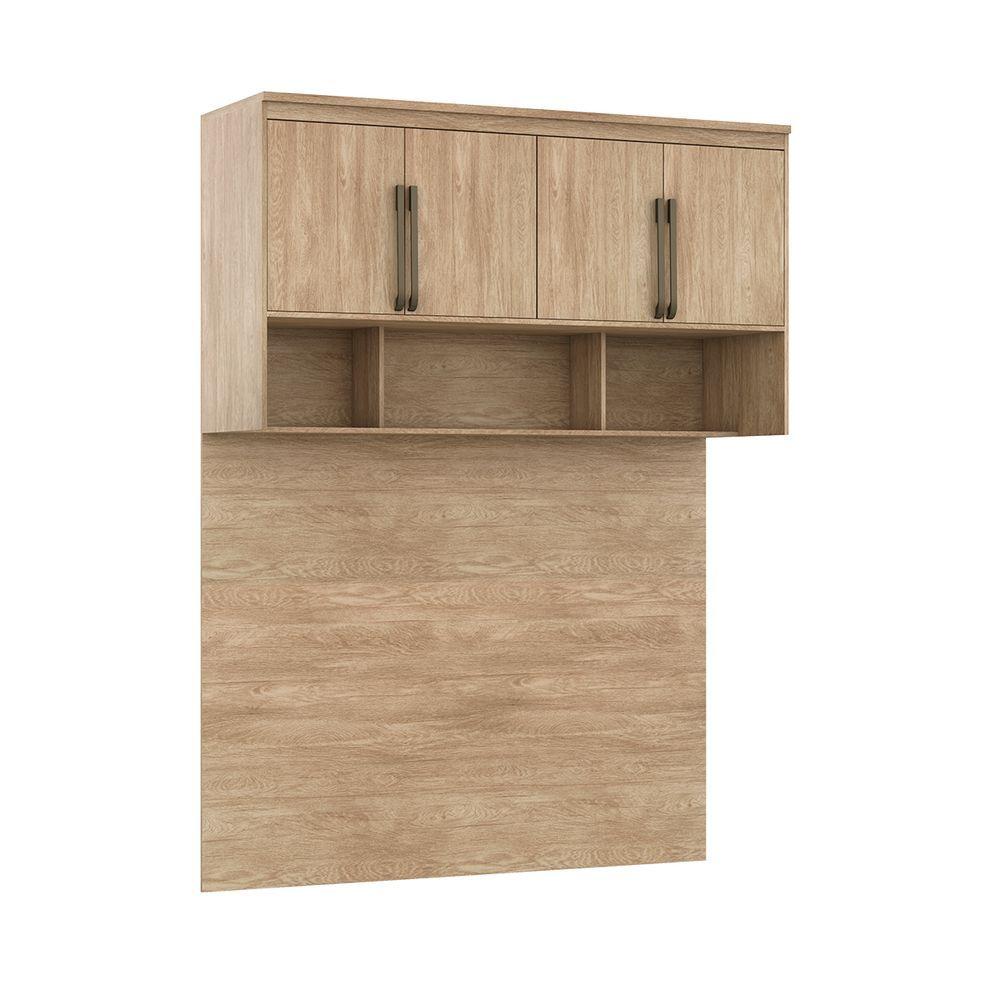 Miniatura Módulo Aéreo Para Cama De Casal Com Painel Mdf Lotus Belmax Cor:carvalho