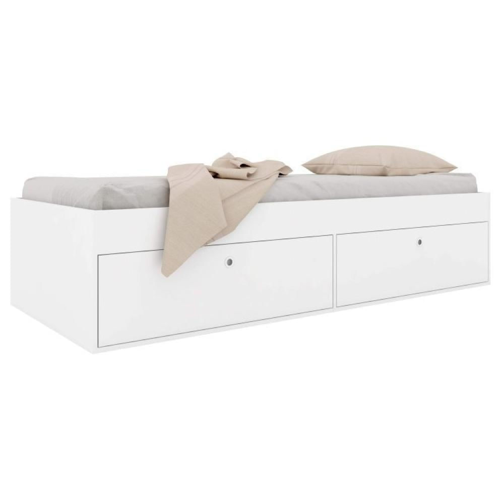 Cama Solteiro Multifuncional com Baú e Escrivaninha Lion Art in Móveis Branco