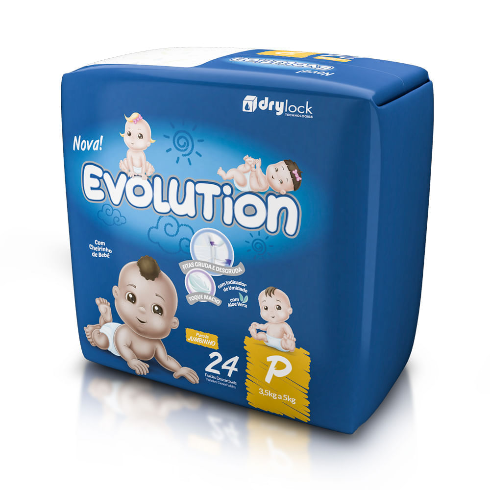Miniatura Fralda Evolution Tamanho P Pacote Jumbinho com 24 Fraldas Descartáveis