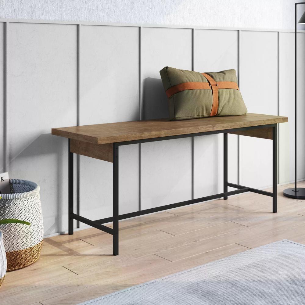 Miniatura Banco 2 Lugares Steel Quadra Industrial Artesano Vermont/Preto