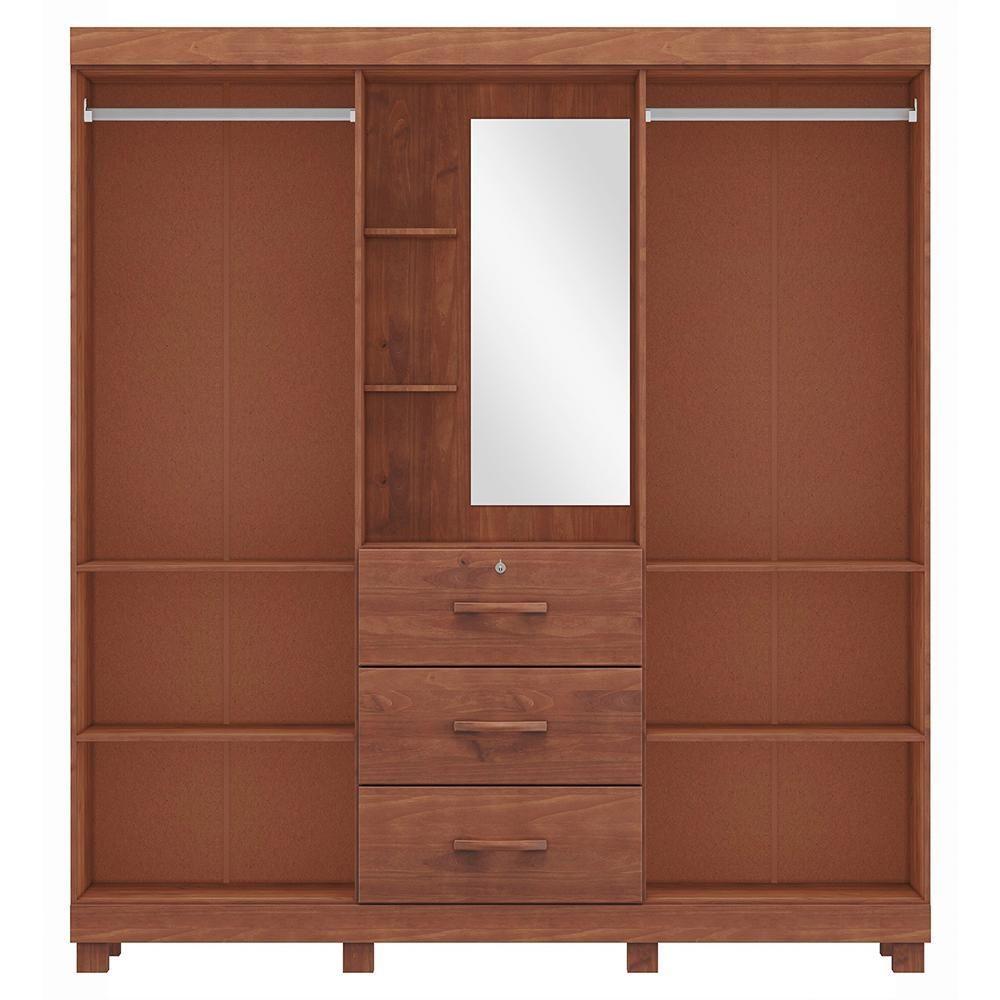 Miniatura Guarda Roupa Capela Madeira Maciça 4 Portas 3 Gavetas 183 Cm 1143 Imbuia Milani Store