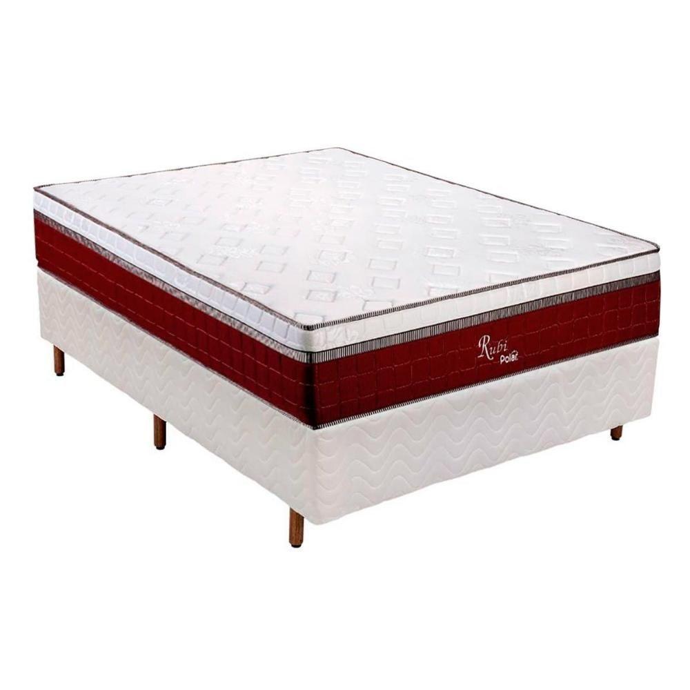 Miniatura Cama Box Casal: Colchão Molas Polar Masterpocket Ensacadas Rubi + Base Crc Rústico Branco(138X188)