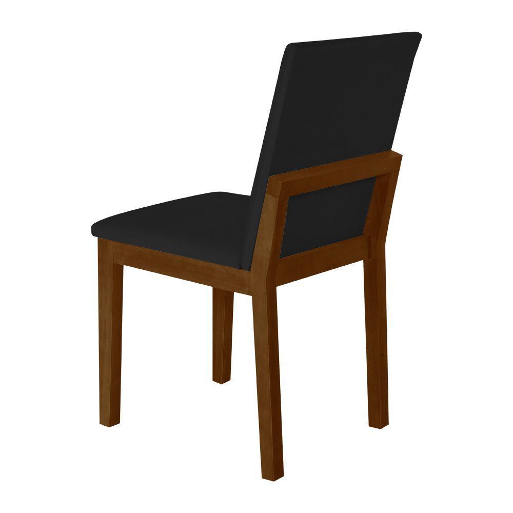 Miniatura Kit 4 Cadeiras De Jantar Pérola Estofado Liso Veludo Preto Base Madeira Maciça Imbuia