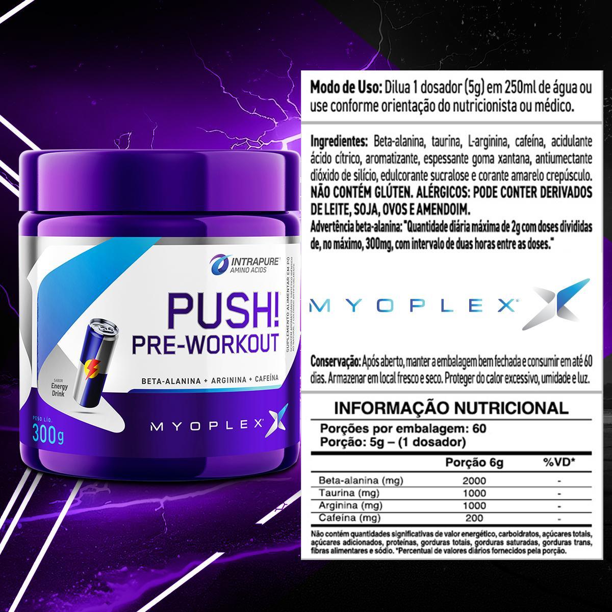Miniatura Pre Workout Push Cafeina Beta 300G Energy Drink Myoplex