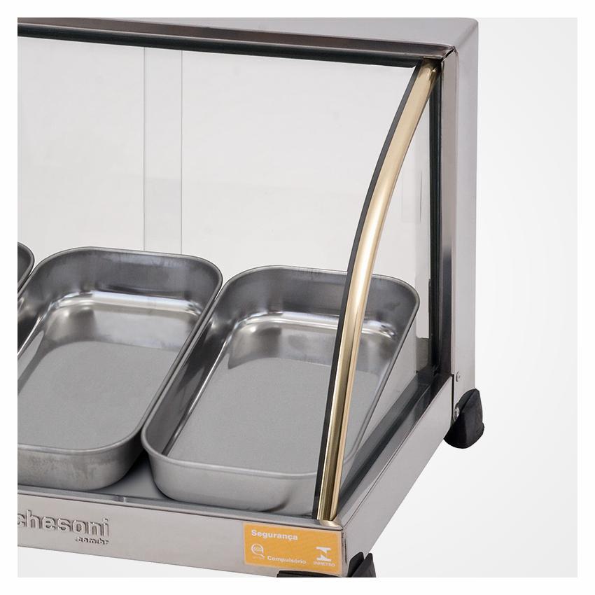Miniatura Estufa Para Salgados Ouro 220V 3 Bandejas Curva Marchesoni