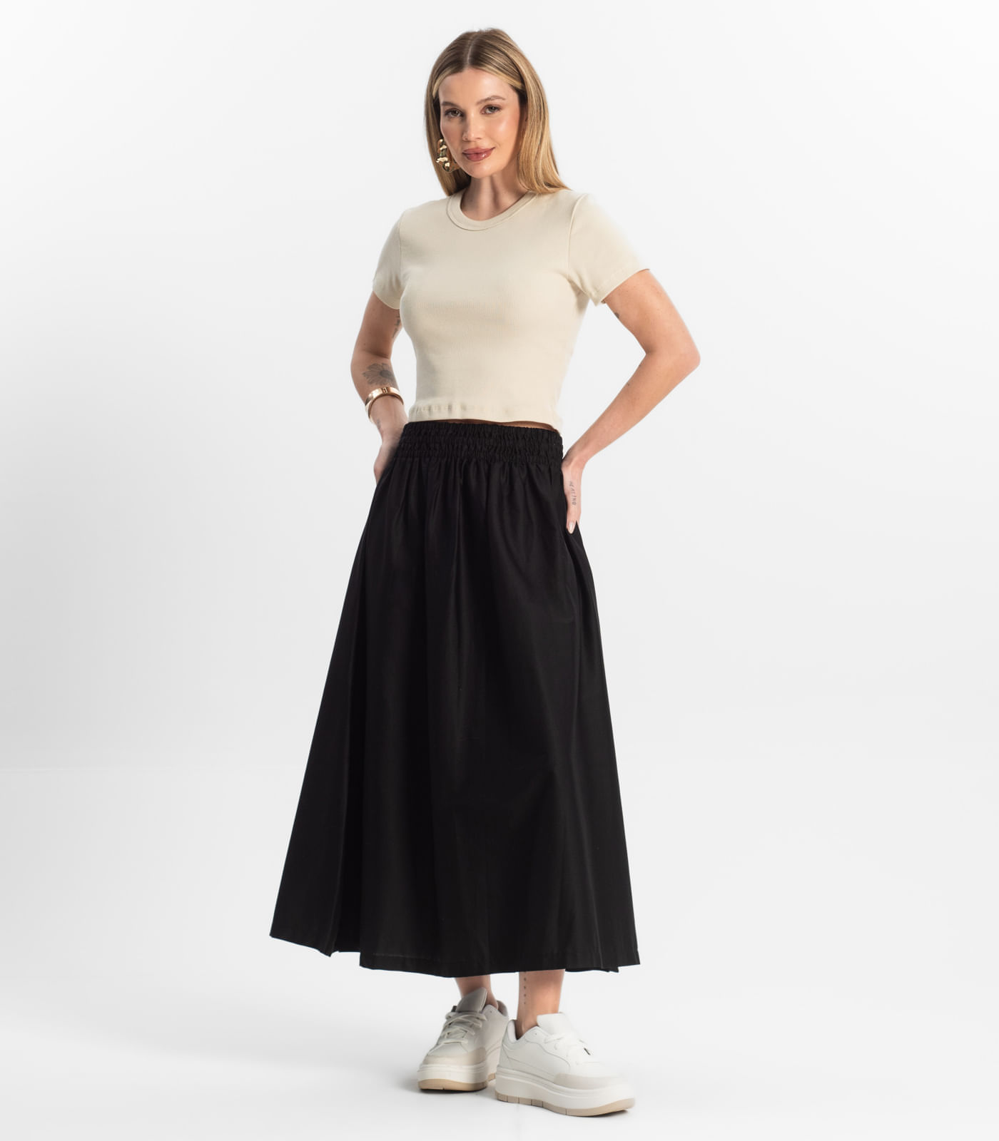 Miniatura Blusa Cropped Ribana Básica Rovitex Bege G