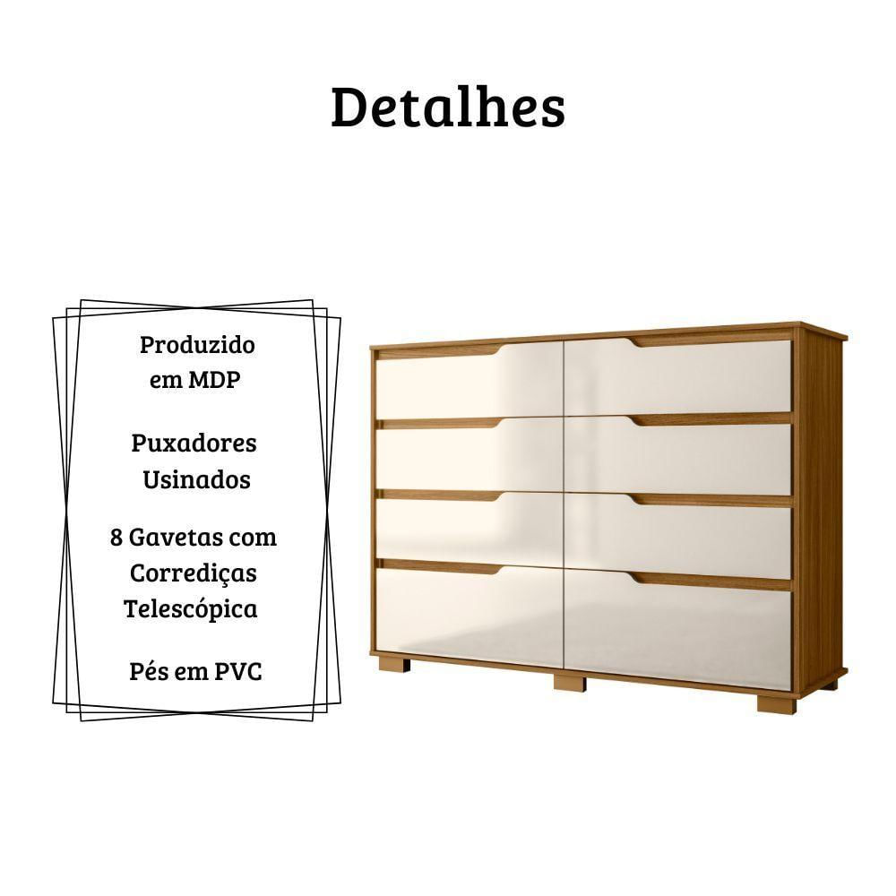 Miniatura Cômoda Georgia 8 Gavetas Freijó Off White Moval