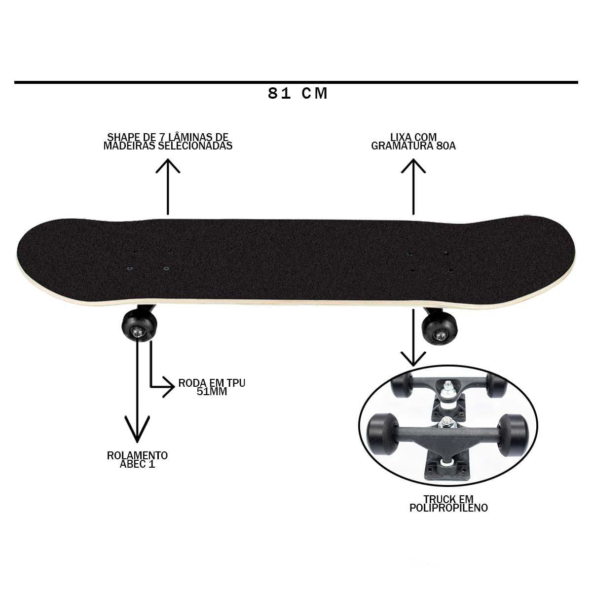 Miniatura Skate Amador Skateboard Montado Truck Polipropileno Até 90 K