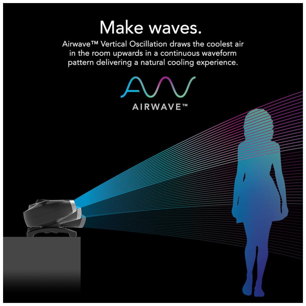 Ventilador de Torre Horizontal, Estilo Moderno com Inclinação Ajustável, 5 Velocidades, Silencioso, Controle Remoto e Digital, 110V, Vornado, Preto 110v