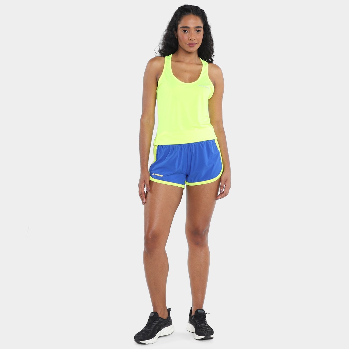 Miniatura Short Olympikus Run 2 Feminino Azul+amarelo - G