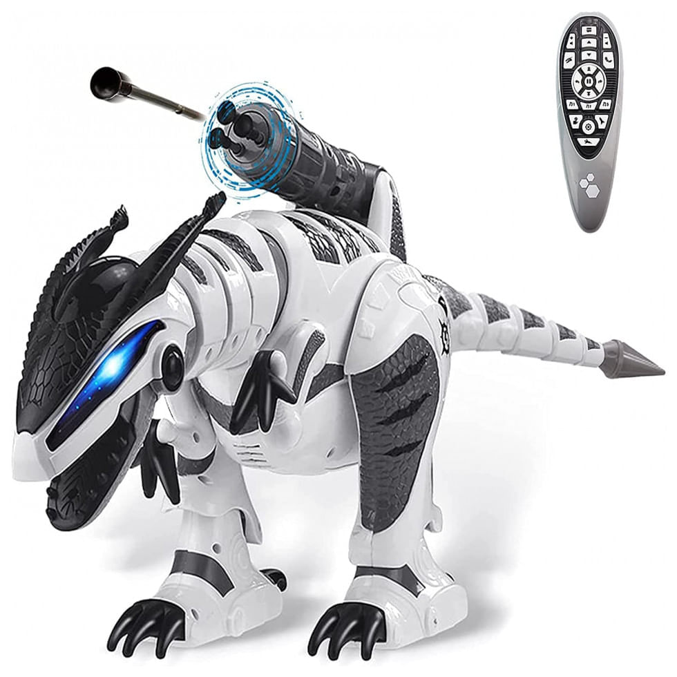Miniatura Dinossauro Robô Interativo Dollox Programável com Controle Remoto para Crianças de 3 a 10 Anos