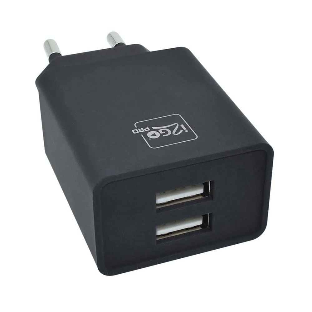 Miniatura Carregador de Tomada PROWAL020 com Duas Entradas USB I2GO Preto - Bivolt
