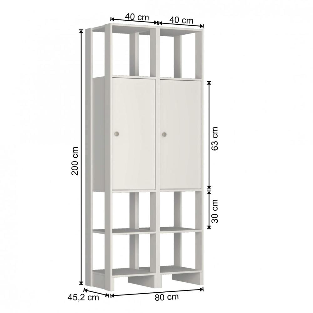 Miniatura Guarda Roupa Closet 2 Peças 2 Portas com 6 Prateleiras Internas e 6 Nichos Externos Yes Nova Mobile Montana
